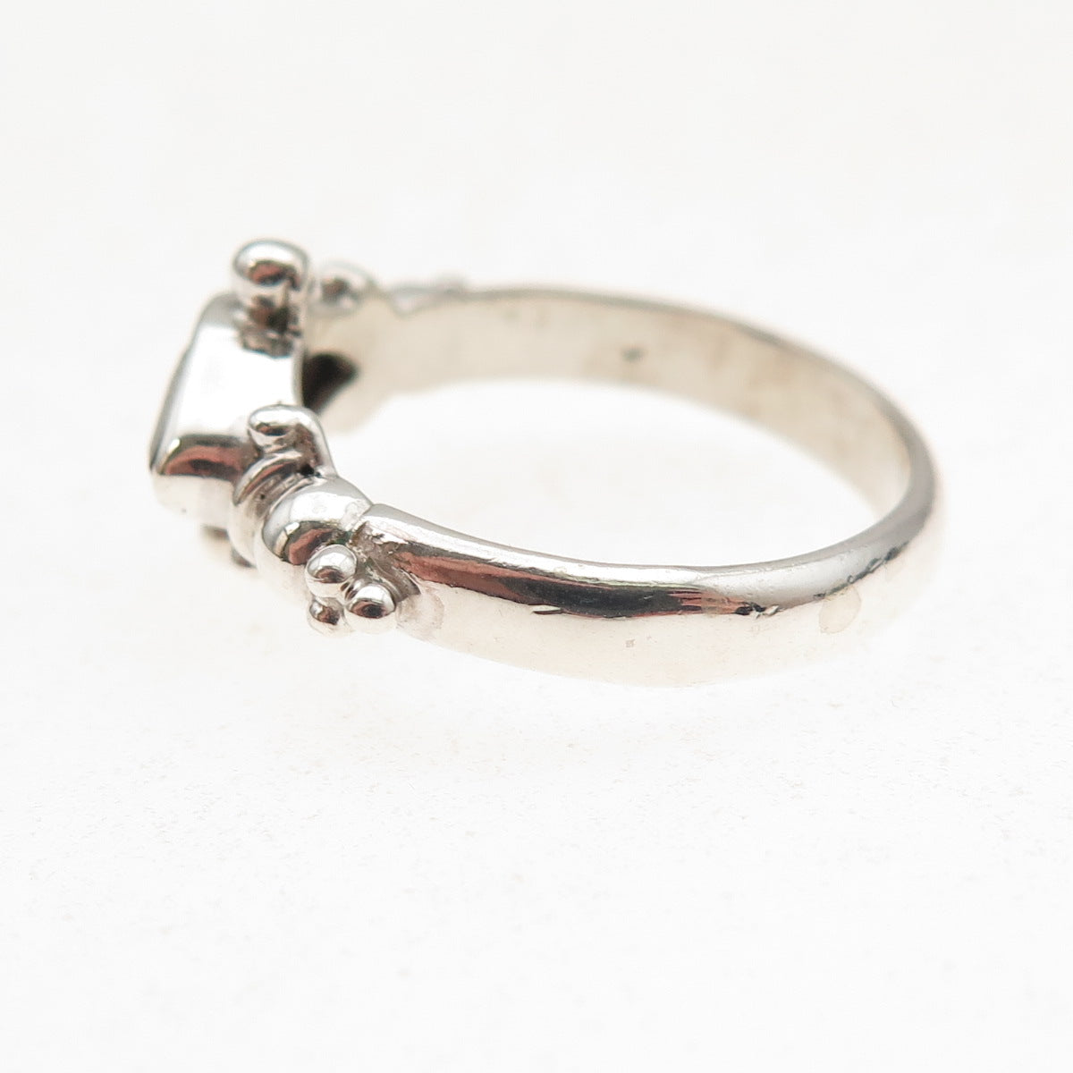 925 Sterling Silver Vintage Real Marquise-Cut Red Garnet Oxidized Ring Size 7