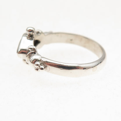 925 Sterling Silver Vintage Real Marquise-Cut Red Garnet Oxidized Ring Size 7
