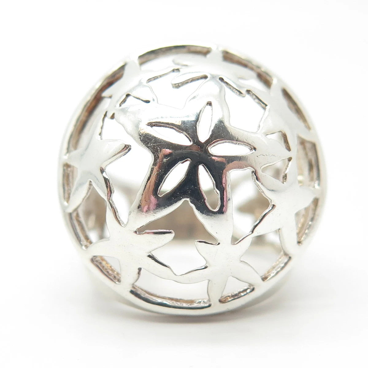 925 Sterling Silver Vintage Star Domed Ring Size 8.25