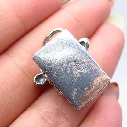 925 Sterling Silver Vintage Jewelart Retro Rotary Phone Movable Charm Pendant