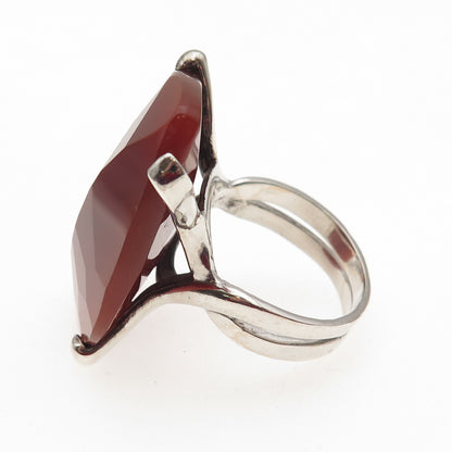 Chapal Zenray Sterling Silver Vintage Real Carnelian Modernist Ring Size 10.25