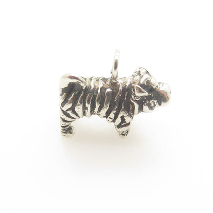 925 Sterling Silver Vintage Sharpei Dog Minimalist 3D Charm Pendant