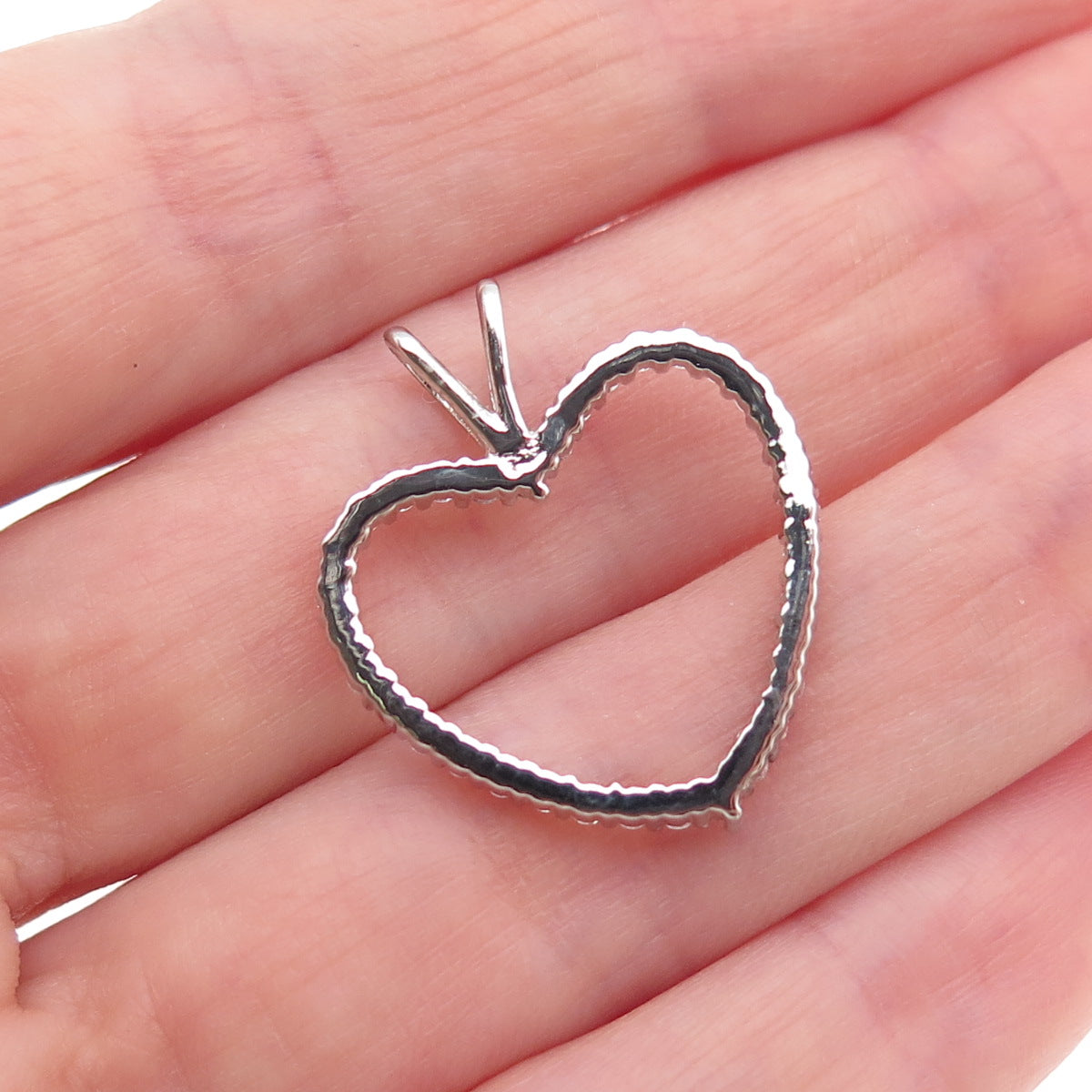 925 Sterling Silver Round-Cut C Z Heart Mini Charm Pendant