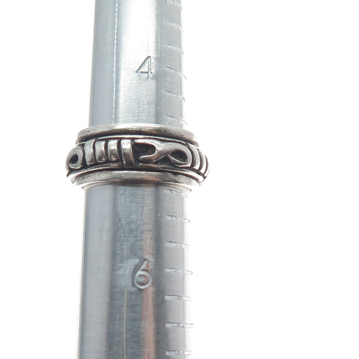 925 Sterling Silver Vintage Modernist Oxidized Rotating Band Ring Size 5.25