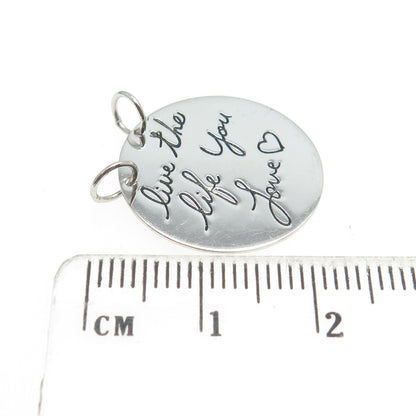 HAN 925 Sterling Silver "Live the Life You Love" Pendant