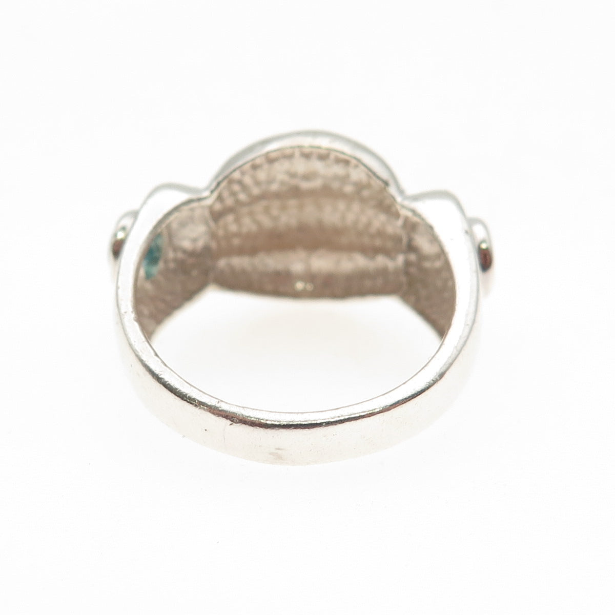 925 Sterling Silver Vintage Real Amethyst & Apatite Modernist Ring Size 7.75