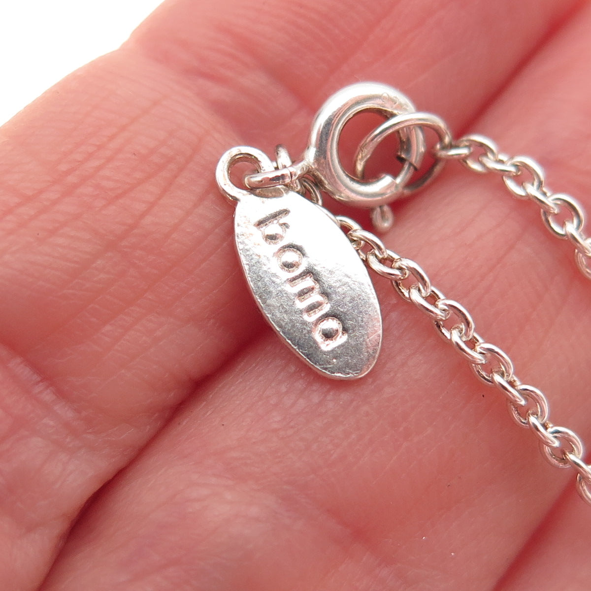 Boma 925 Sterling Silver Vintage Open Heart Cable Link Bracelet 7.5"