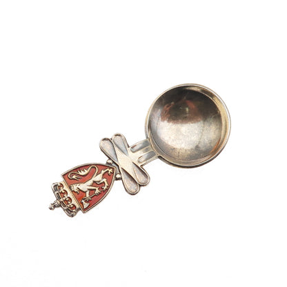Einar Modahl Sterling Gold Plated Vintage Enamel Norway Coat of Arms Salt Spoon