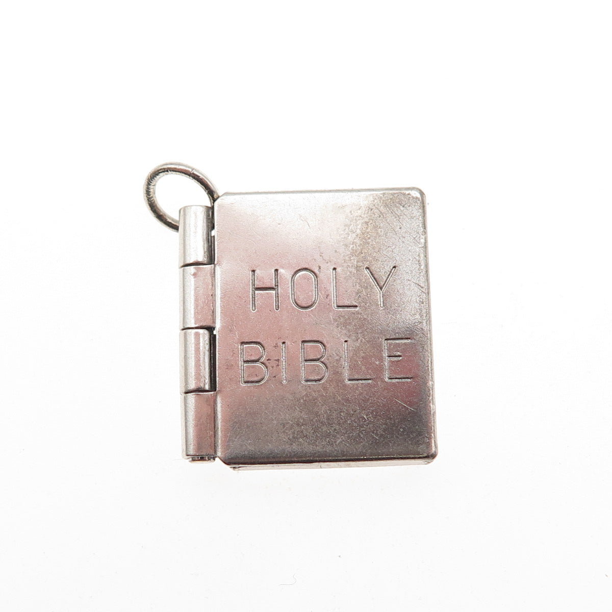 Wells 925 Sterling Silver Antique Art Deco Holy Bible Locket Mini Charm Pendant