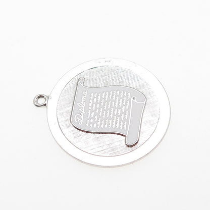 925 Sterling Silver Vintage Enamel Diploma Charm Pendant