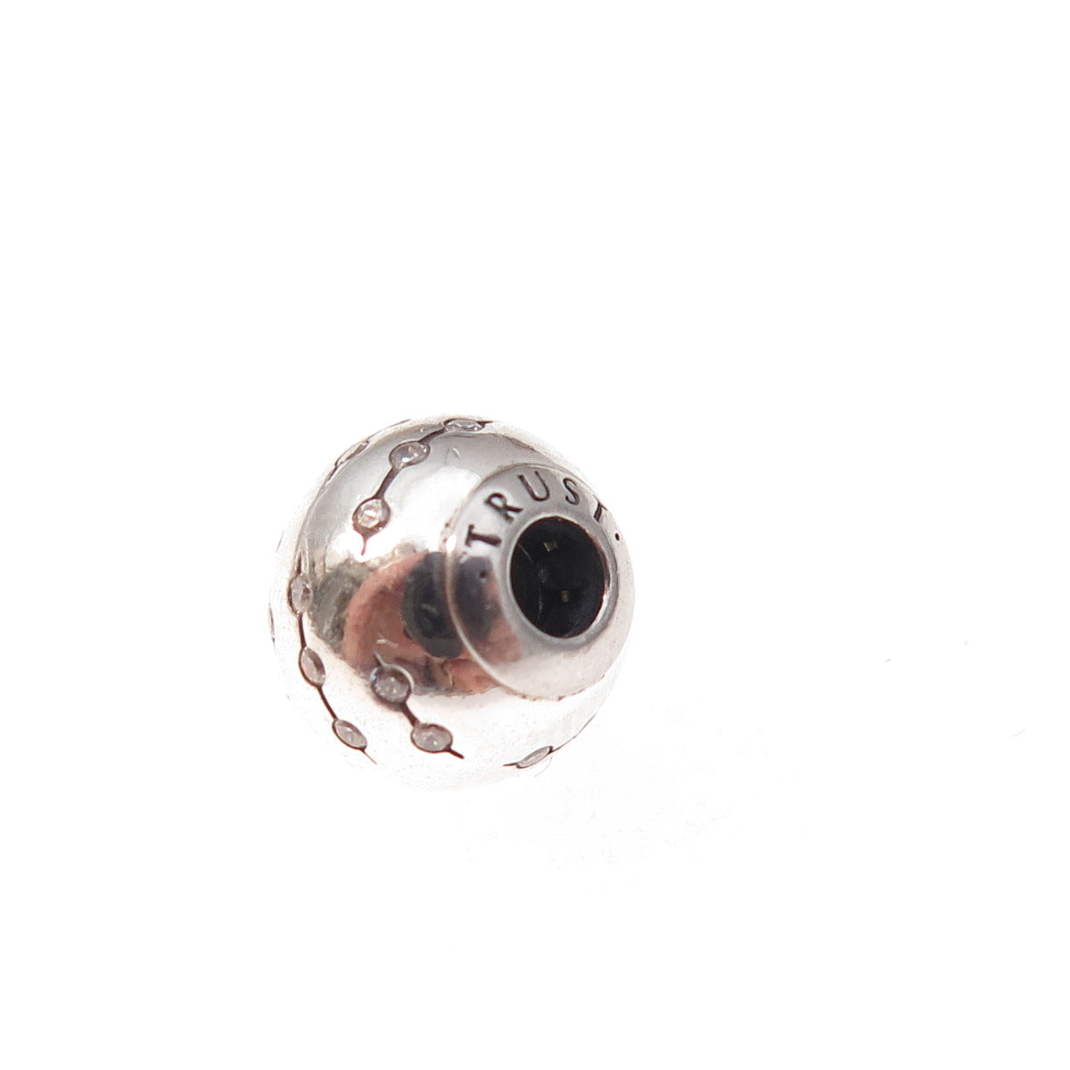 Pandora 925 Sterling Silver C Z Essence Collection Trust Slide Bead Charm