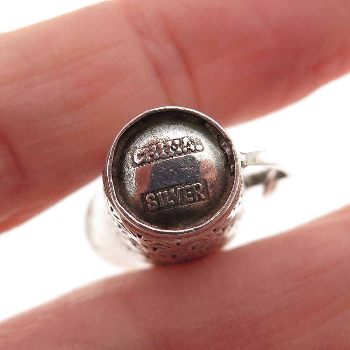 925 Sterling Silver Antique China Pitcher Oxidized 3D Mini Charm Pendant