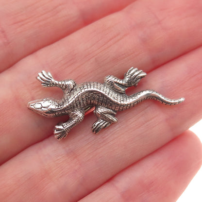 925 Sterling Silver Antique Art Deco Lizard Oxidized Pin Brooch