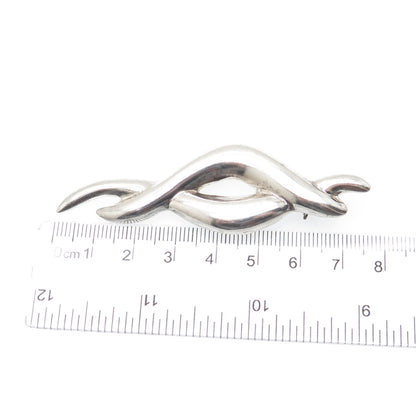 925 Sterling Silver Vintage Mexico Modernist Wavy Pin Brooch