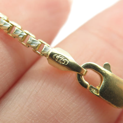 925 Sterling Silver Gold Plated Italy Box Chain Necklace 18"