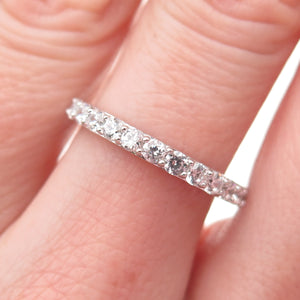 925 Sterling Silver Round-Cut C Z Half Eternity Band Ring Size 7