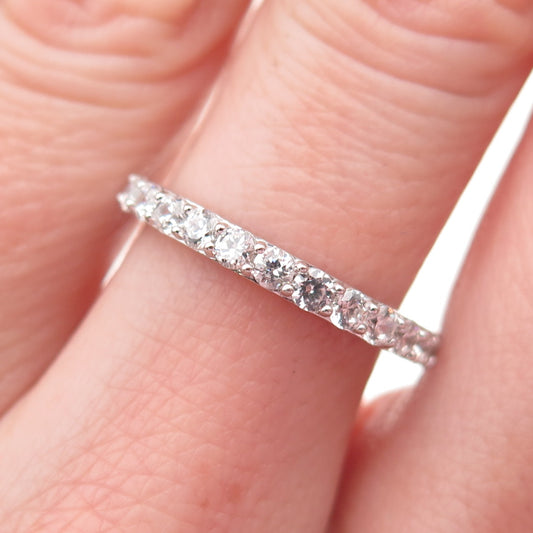 925 Sterling Silver Round-Cut C Z Half Eternity Band Ring Size 7