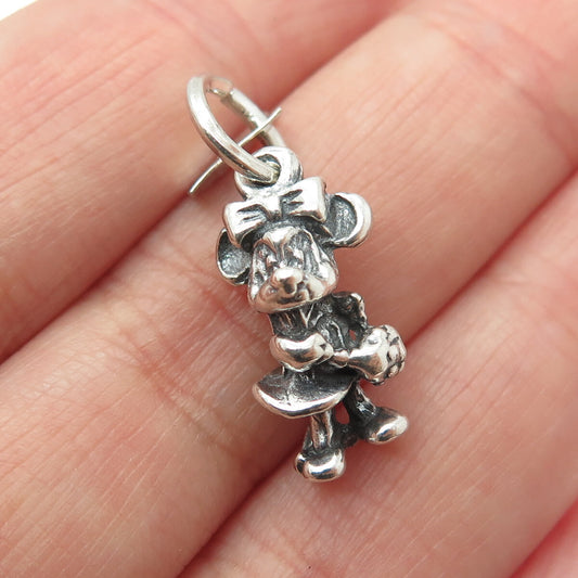 925 Sterling Silver Vintage Mexico Minnie Mouse Oxidized Minimalist Pendant
