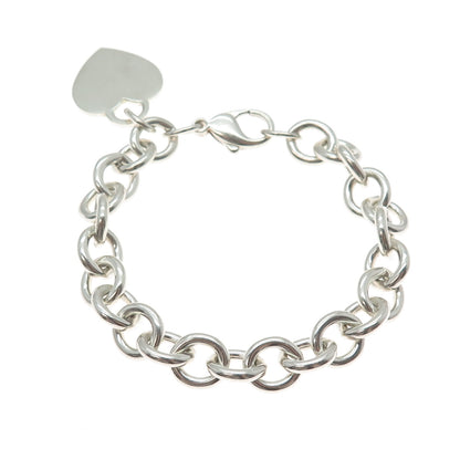TIFFANY & CO. 925 Sterling Silver Vintage Heart Tag Rolo Link Bracelet 6.75"