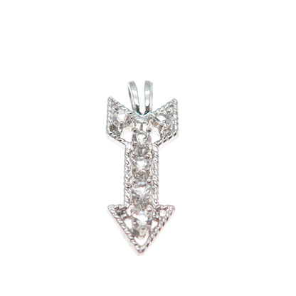 925 Sterling Silver Vintage Round-Cut C Z Arrow Minimalist Charm Pendant