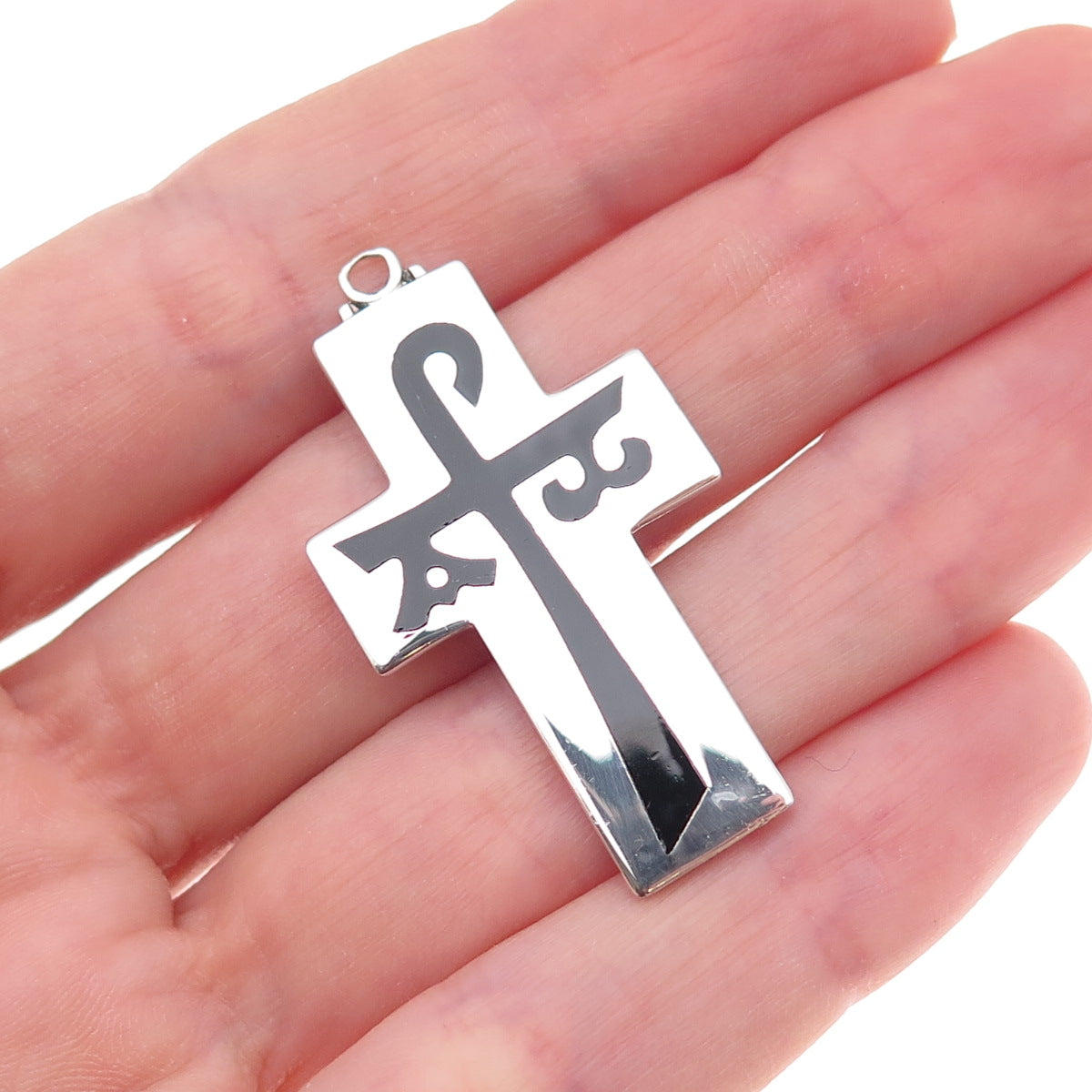 Creed 925 Sterling Silver Vintage Enamel Chi-Rho Cross Charm Pendant