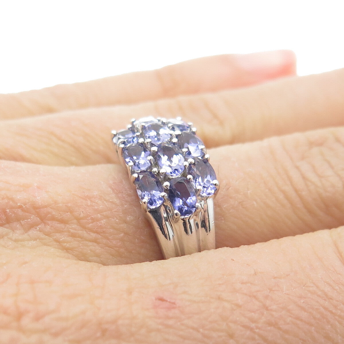 MICHELLE ALBALA 925 Sterling Silver Tanzanite Gemstone Cluster Ring Size 7.25