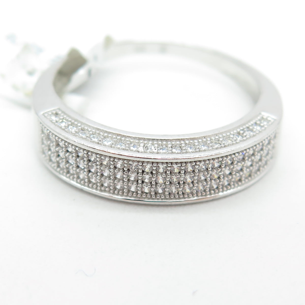 925 Sterling Silver Pave C Z Ring Size 10.25