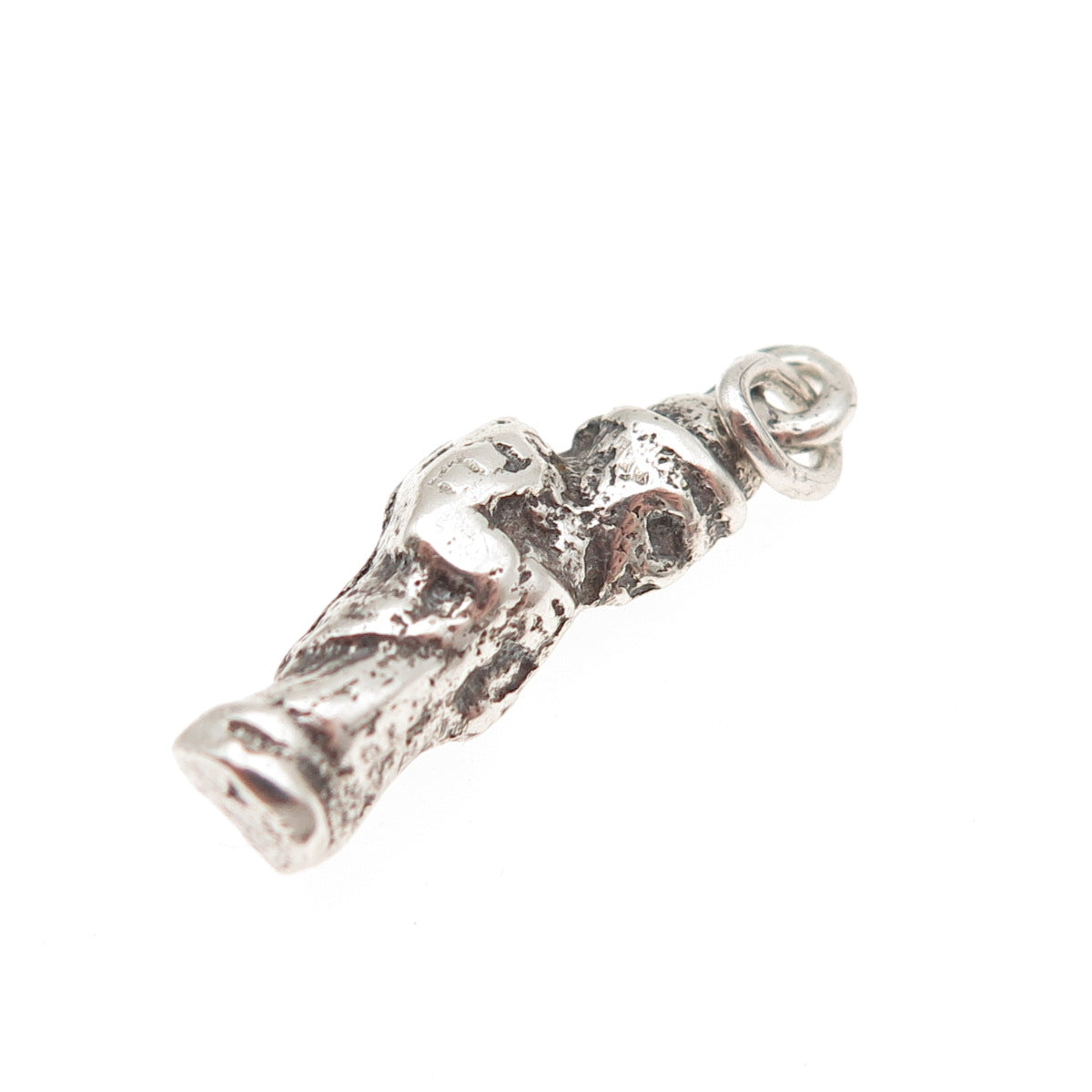 925 Sterling Silver Antique Art Deco Death God Oxidized 3D Mini Charm Pendant