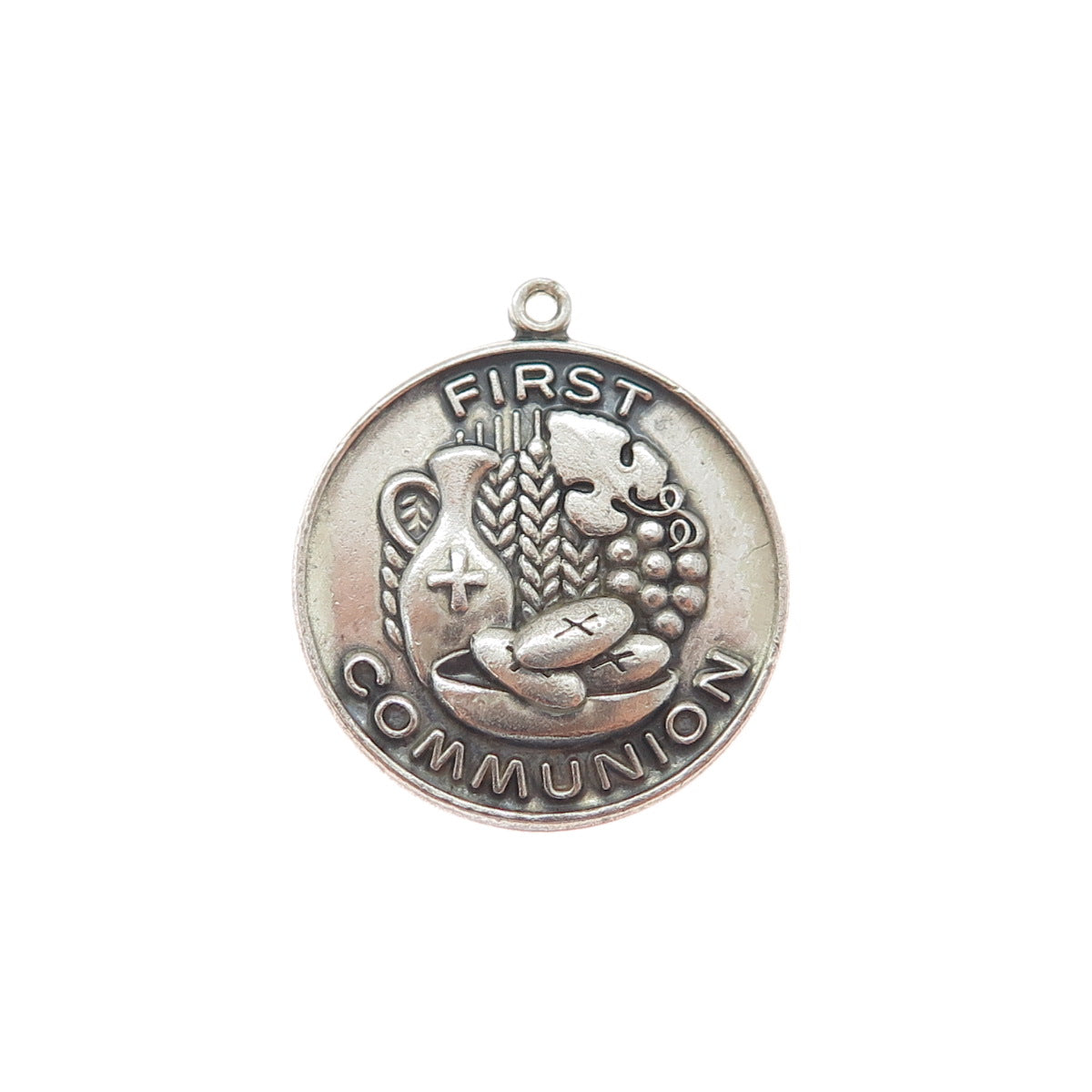 GRIFFITH & SONS Sterling Silver Vintage First Communion Oxidized Charm Pendant