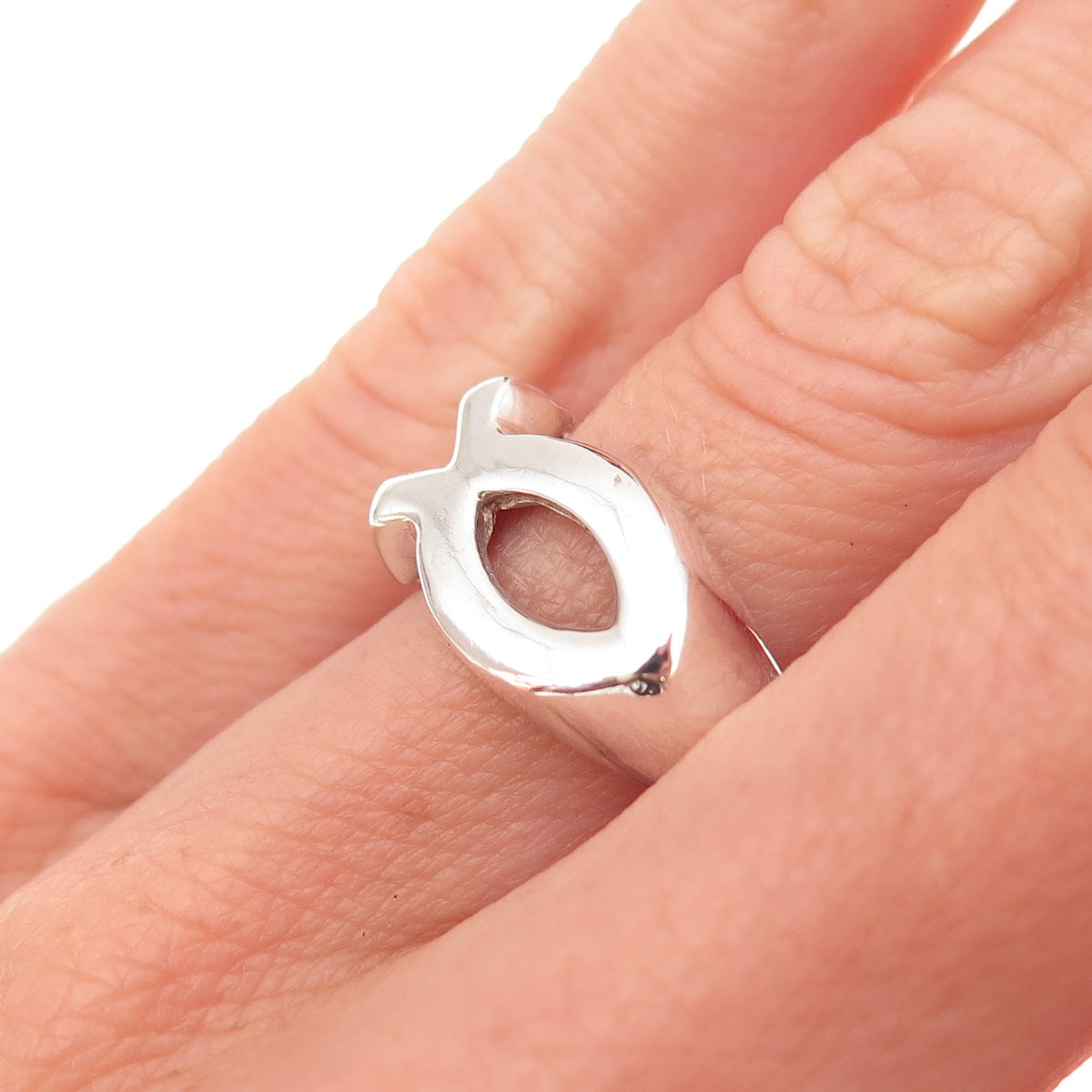 925 Sterling Silver Vintage Ichthys Religious Ring Size 6