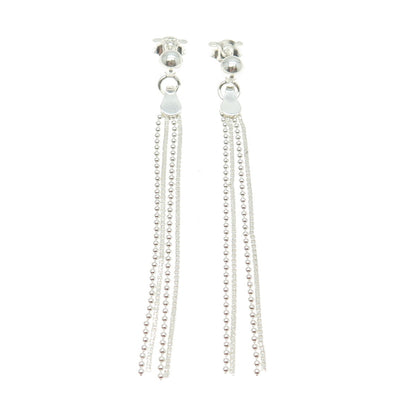 925 Sterling Silver Round Box & Ball Chain Dangling Earrings
