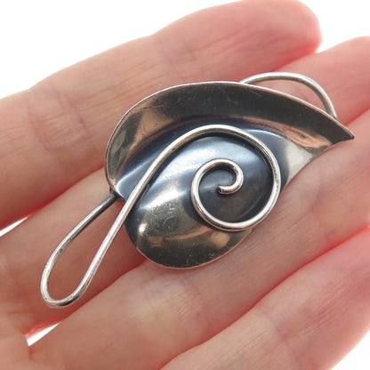 JEWELART 925 Sterling Silver Vintage Floral Leaf Oxidized Pin Brooch