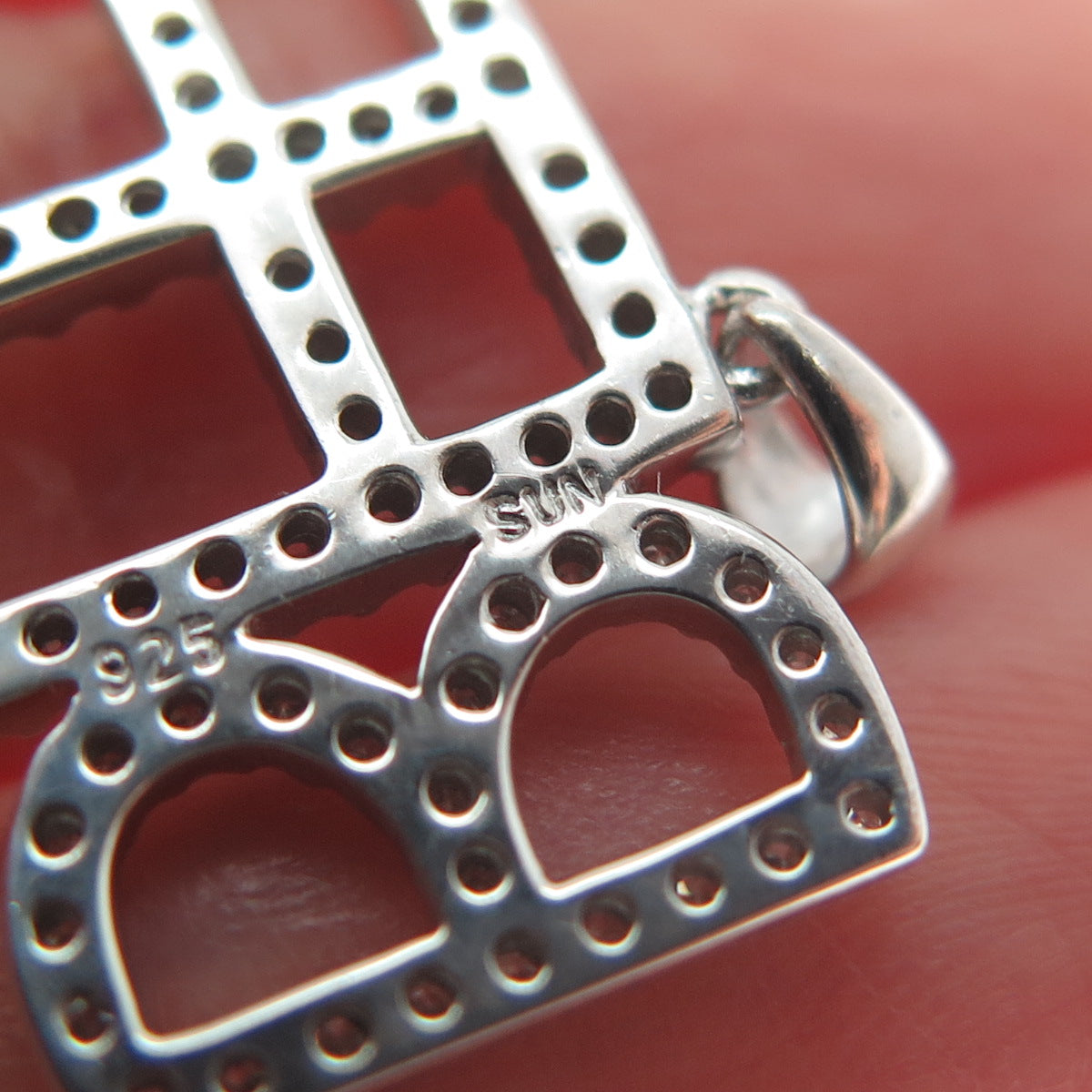 SUN 925 Sterling Silver Real Diamond Best Friends Forever Minimalist Pendant