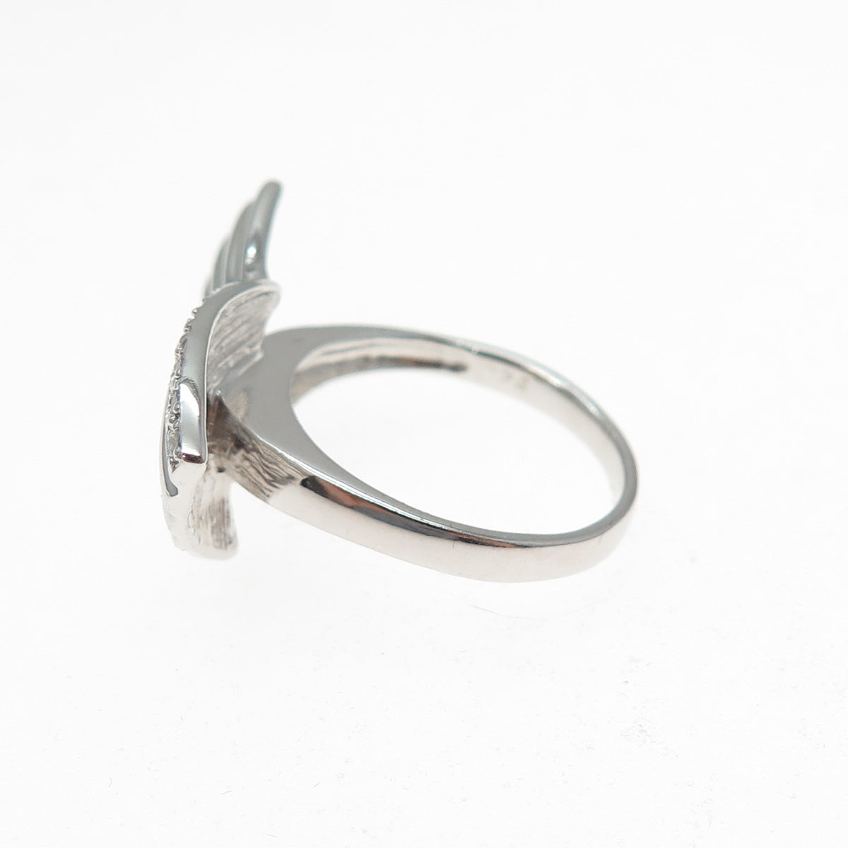 925 Sterling Silver Round-Cut C Z Modernist Wings Ring Size 7.5