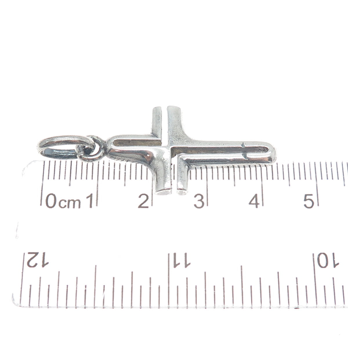 925 Sterling Silver Vintage Italy Cross Modernist Charm Pendant