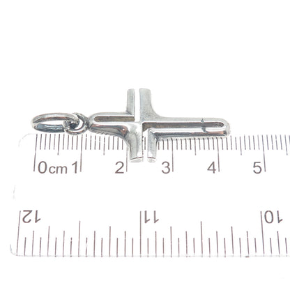 925 Sterling Silver Vintage Italy Cross Modernist Charm Pendant