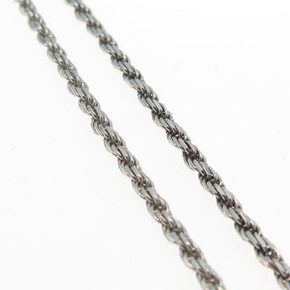 925 Sterling Silver Italy Twisted Rope Chain Necklace 14"