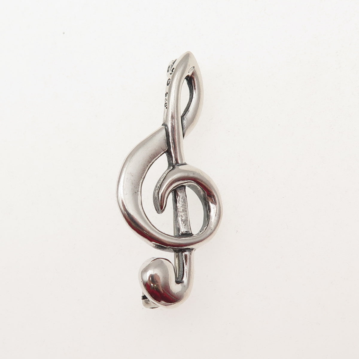 SHUBE 925 Sterling Silver Vintage Treble Clef Oxidized Pin Brooch
