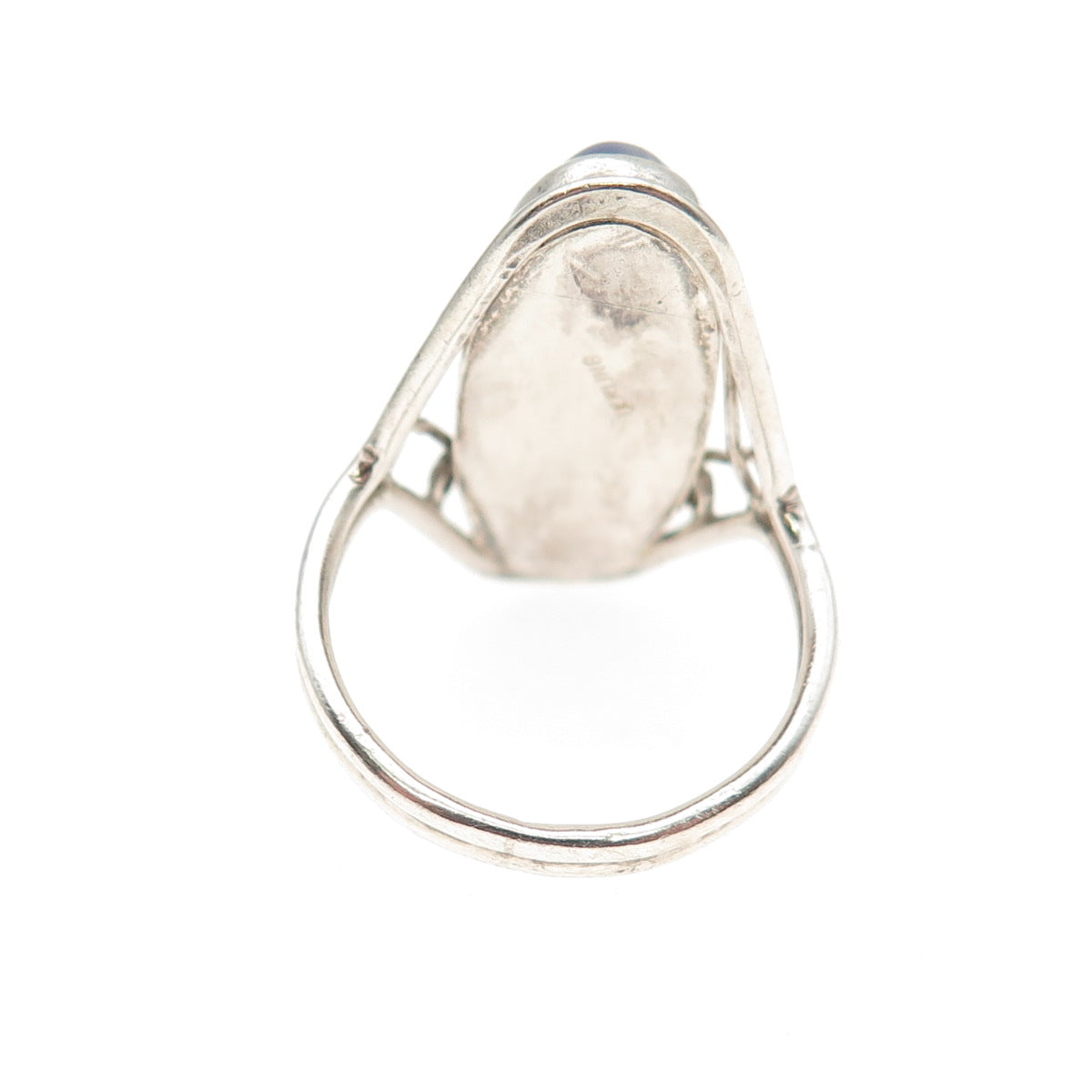 925 Sterling Silver Vintage Real Lace Agate Oxidized Ring Size 6.25