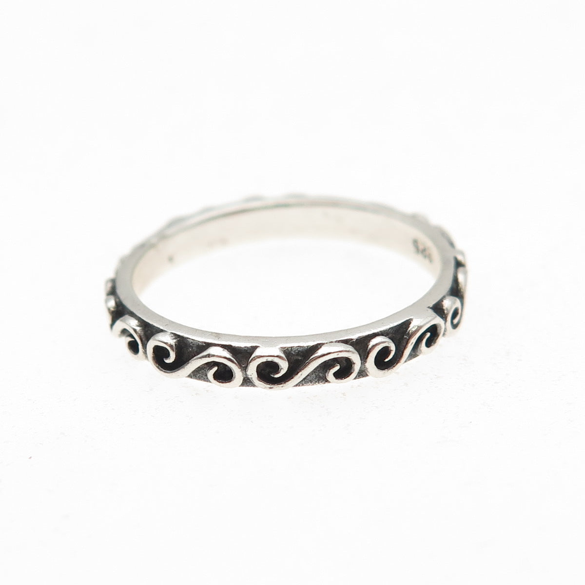 925 Sterling Silver Vintage Stackable Swirl Oxidized Band Ring Size 5.5