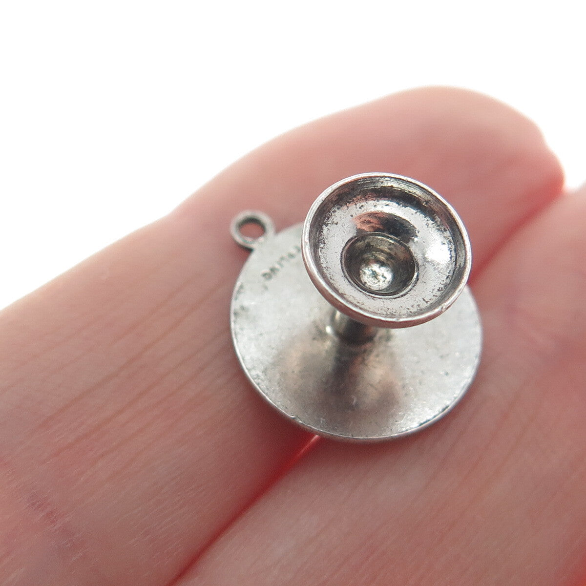 925 Sterling Silver Antique Art Deco Table Minimalist 3D Charm Pendant
