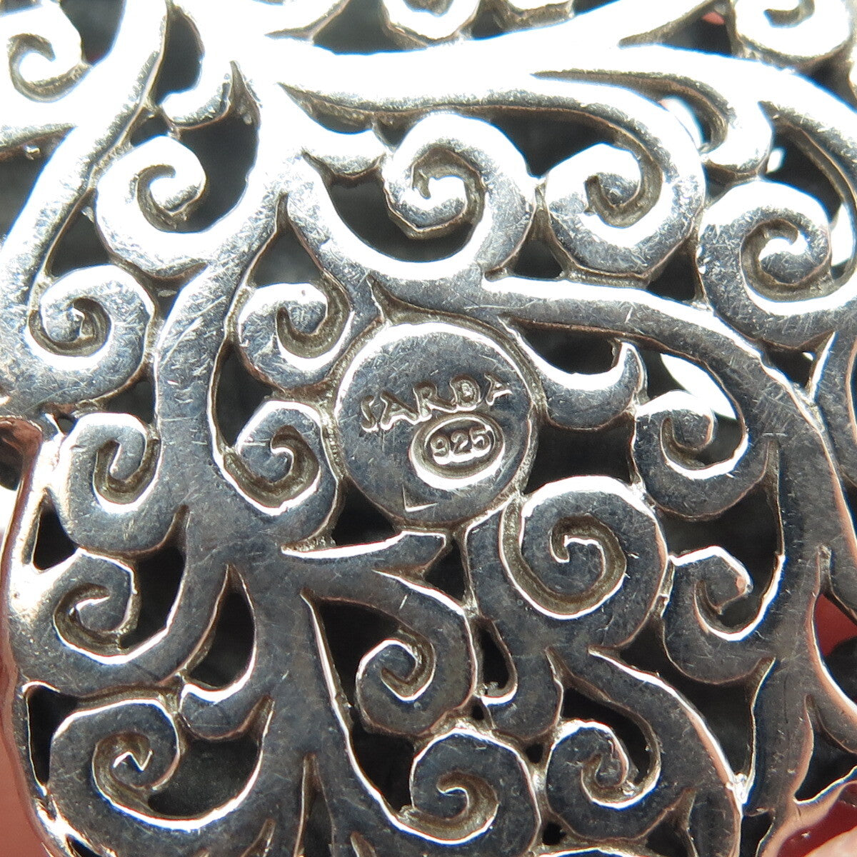 SARDA 925 Sterling Silver Vintage Mom & Child Floral Pendant