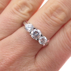 925 Sterling Silver Round-Cut C Z Engagement Ring Size 7.25