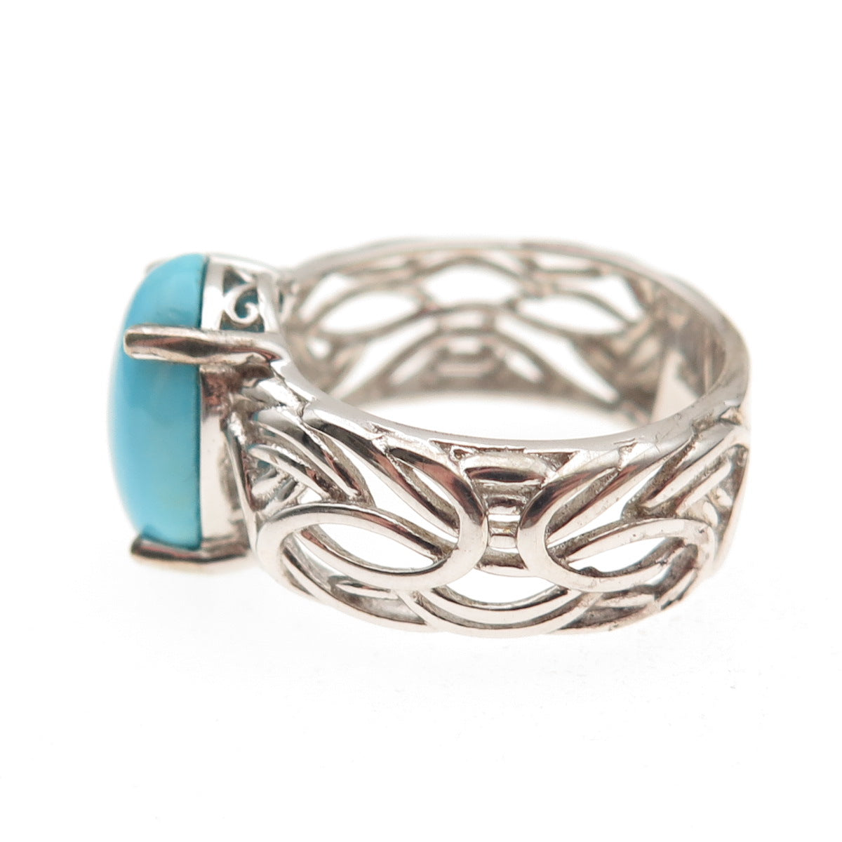 Chuck Clemency 925 Sterling Silver Real Turquoise Byzantine Ring Size 8.25