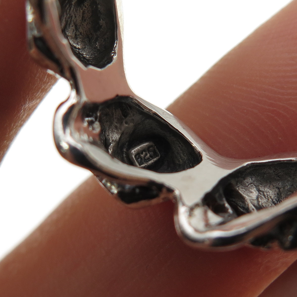 925 Sterling Silver Vintage Skull Oxidized Biker Ring Size 8.75