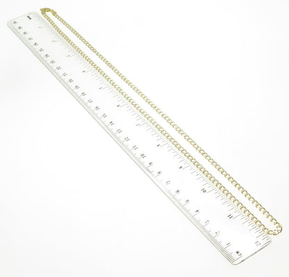 P. LUX 925 Sterling Silver Gold Plated Italy Diamond-Cut Curb Chain Necklace 24"