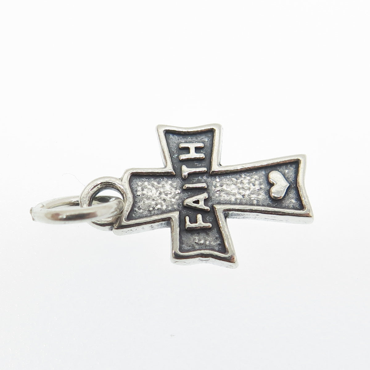 SUNDANCER 925 Sterling Silver Vintage "Faith" Cross Religious Minimalist Pendant