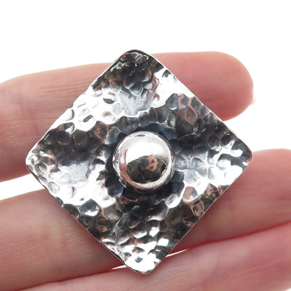 925 Sterling Vintage Modernist Hammered Square Oxidized Statement Ring Size 8