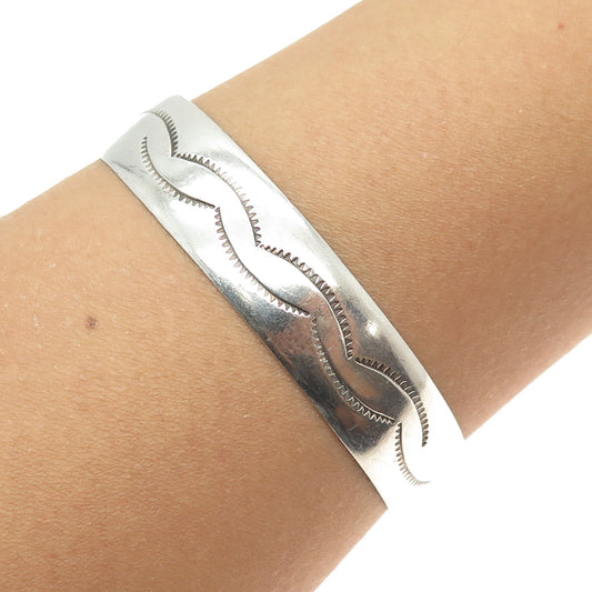 Old Pawn 925 Sterling Silver Vintage Southwestern Adjustable Cuff Bracelet 6.75"