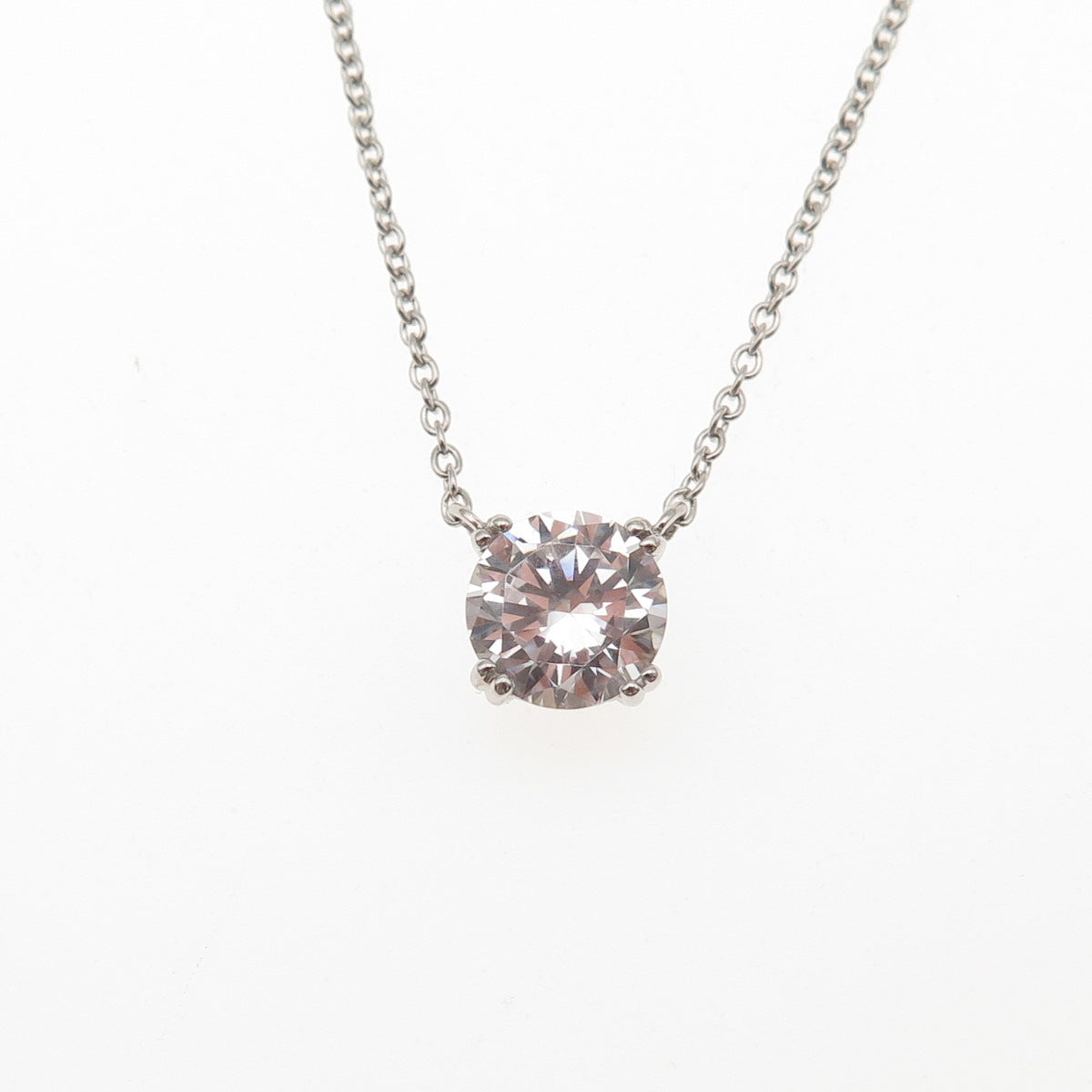 925 Sterling Silver Round-Cut C Z Cable Chain Necklace 16-18"